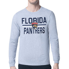 Florida Panthers - Starter Mesh Look Team Name Logo Long Sleeve T-Shirt Heather Gray