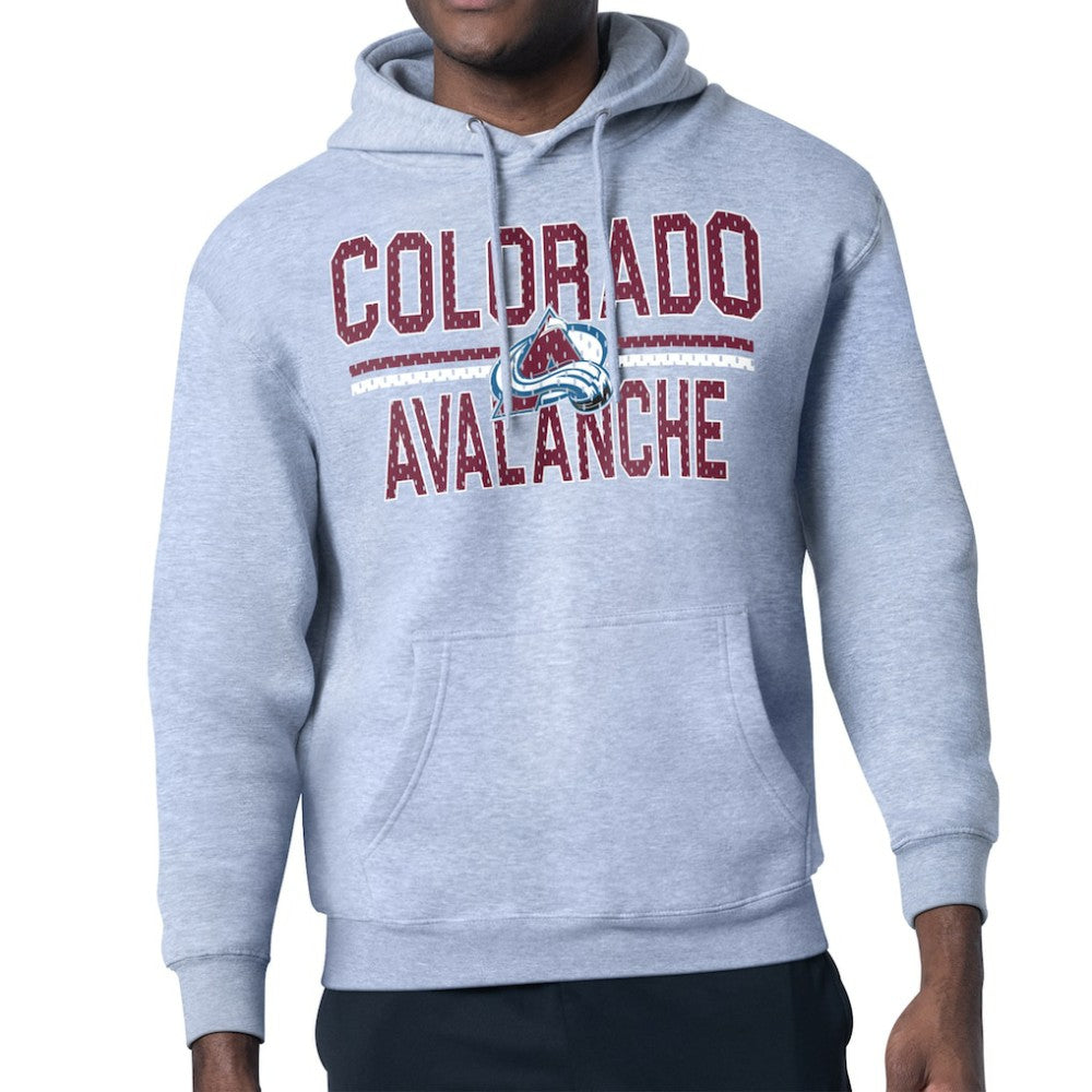 Colorado Avalanche - Starter Mesh Look Team Name Logo Tri-Blend Pullover Hoodie Heather Gray