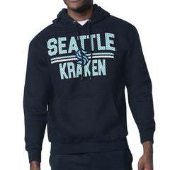 Seattle Kraken Starter Mesh Look Team Name Logo Tri-Blend Pullover Hoodie Deep Sea Blue