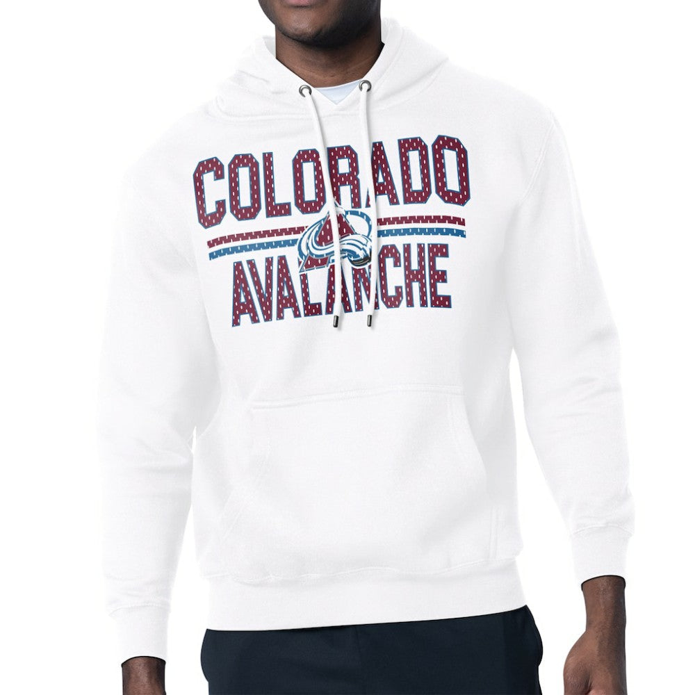 Colorado Avalanche - Starter Mesh Look Team Name Logo Tri-Blend Pullover Hoodie White