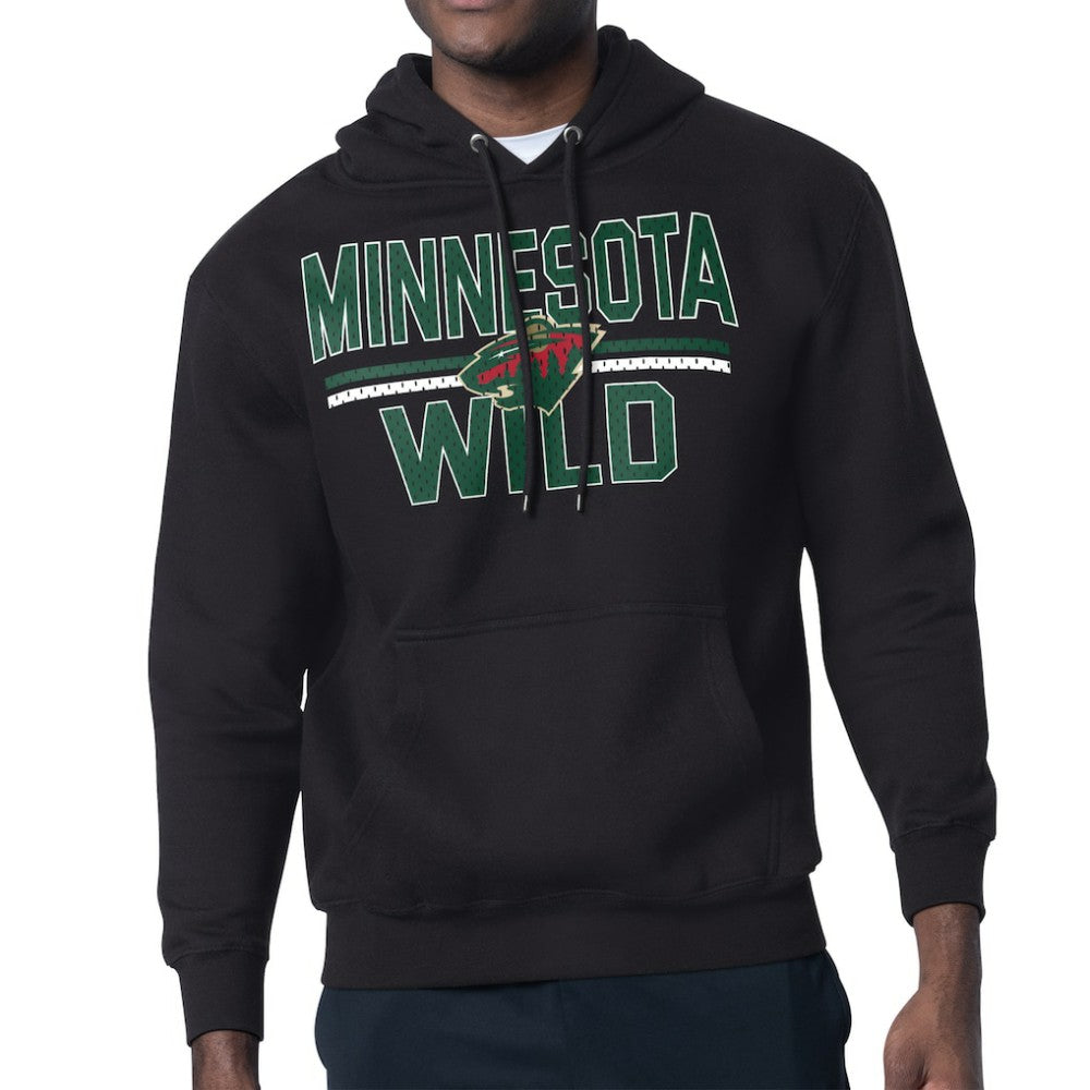 Minnesota Wild - Starter Mesh Look Team Name Logo Tri-Blend Pullover Hoodie Black