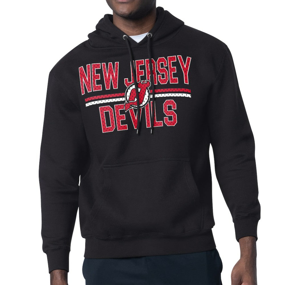 New Jersey Devils - Starter Mesh Look Team Name Logo Tri-Blend Pullover Hoodie Black