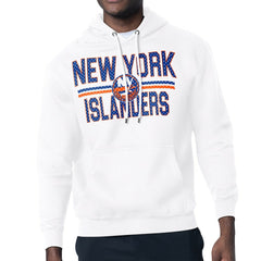 New York Islanders - Starter Mesh Look Team Name Logo Tri-Blend Pullover Hoodie White