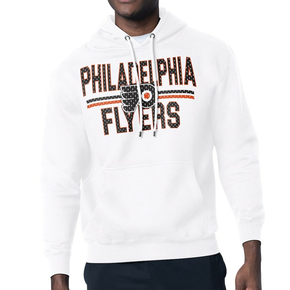 Philadelphia Flyers - Starter Mesh Look Team Name Logo Tri-Blend Pullover Hoodie White