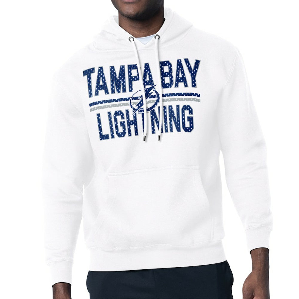 Tampa Bay Lightning - Starter Mesh Look Team Name Logo Tri-Blend Pullover Hoodie White