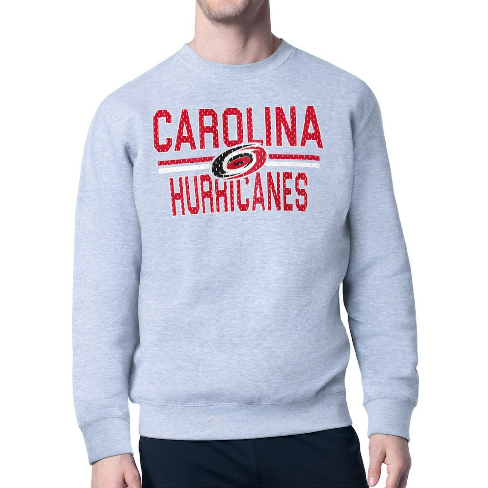 Carolina Hurricanes - Starter Mesh Look Team Name Logo Pullover Sweatshirt Heather Gray