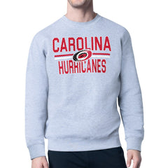 Carolina Hurricanes - Starter Mesh Look Team Name Logo Pullover Sweatshirt Heather Gray