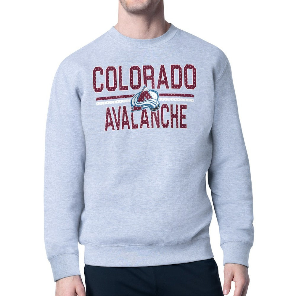 Colorado Avalanche - Starter Mesh Look Team Name Logo Pullover Sweatshirt Heather Gray