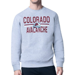 Colorado Avalanche - Starter Mesh Look Team Name Logo Pullover Sweatshirt Heather Gray