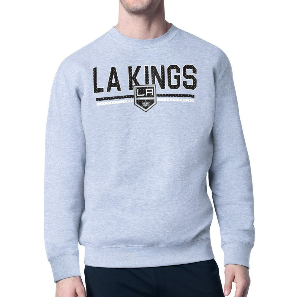 Los Angeles Kings - Starter Mesh Look Team Name Logo Pullover Sweatshirt Heather Gray