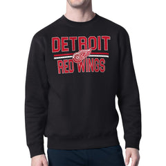 Detroit Red Wings - Starter Mesh Look Team Name Logo Pullover Sweatshirt Black