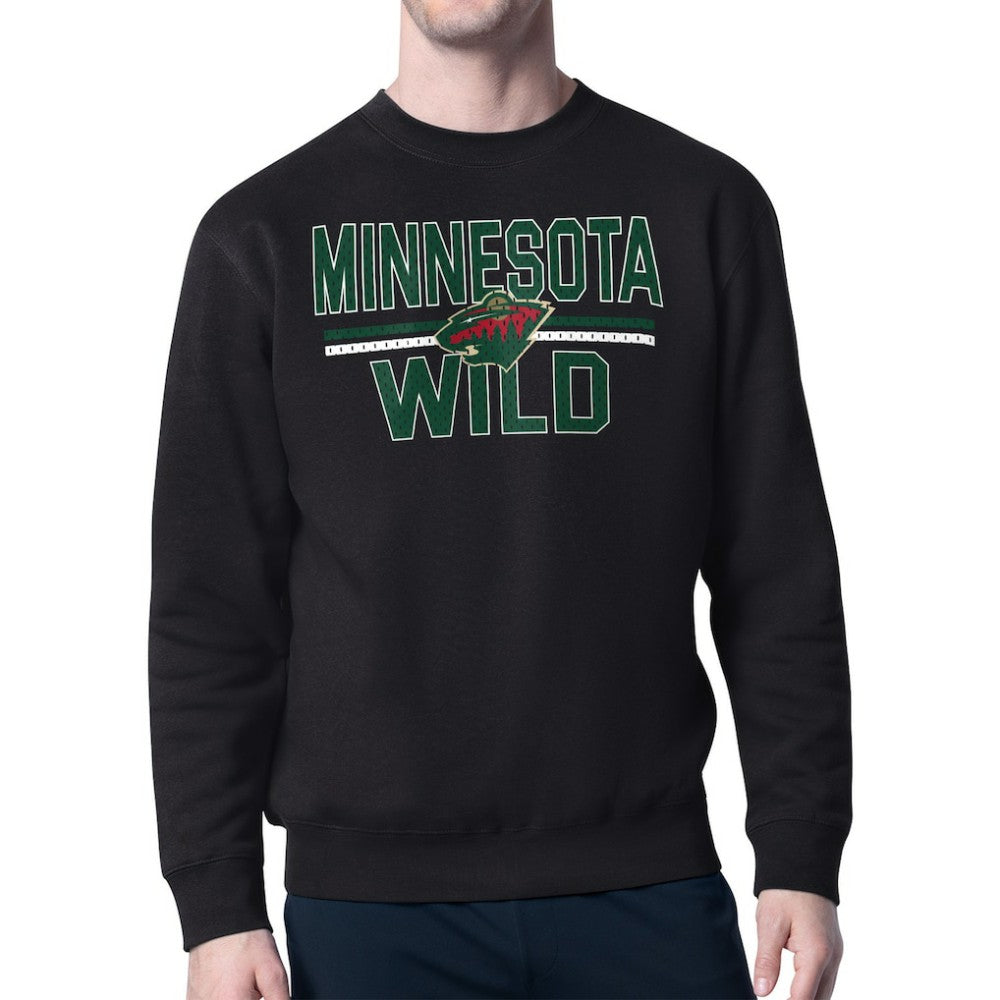 Minnesota Wild - Starter Mesh Look Team Name Logo Pullover Sweatshirt Black