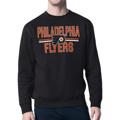 Philadelphia Flyers - Starter Mesh Look Team Name Logo Pullover Sweatshirt Black