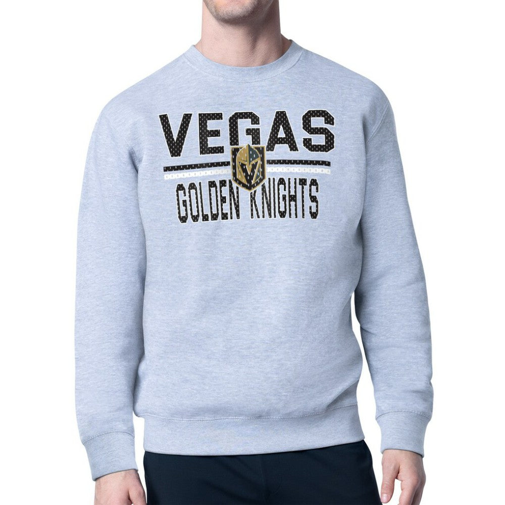 Vegas Golden Knights Starter Mesh Look Team Name Logo Pullover Sweatshirt Heather Gray