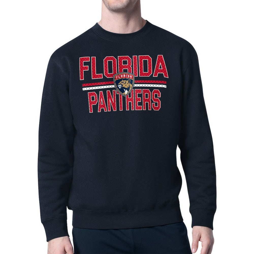 Florida Panthers - Starter Mesh Look Team Name Logo Pullover Sweatshirt Navy