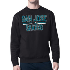 San Jose Sharks - Starter Mesh Look Team Name Logo Pullover Sweatshirt Black