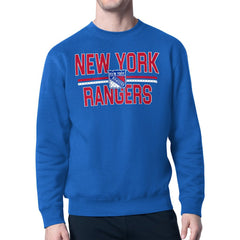 New York Rangers Starter Mesh Look Team Name Logo Pullover Sweatshirt Blue