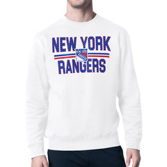 New York Rangers Starter Mesh Look Team Name Logo Pullover Sweatshirt White