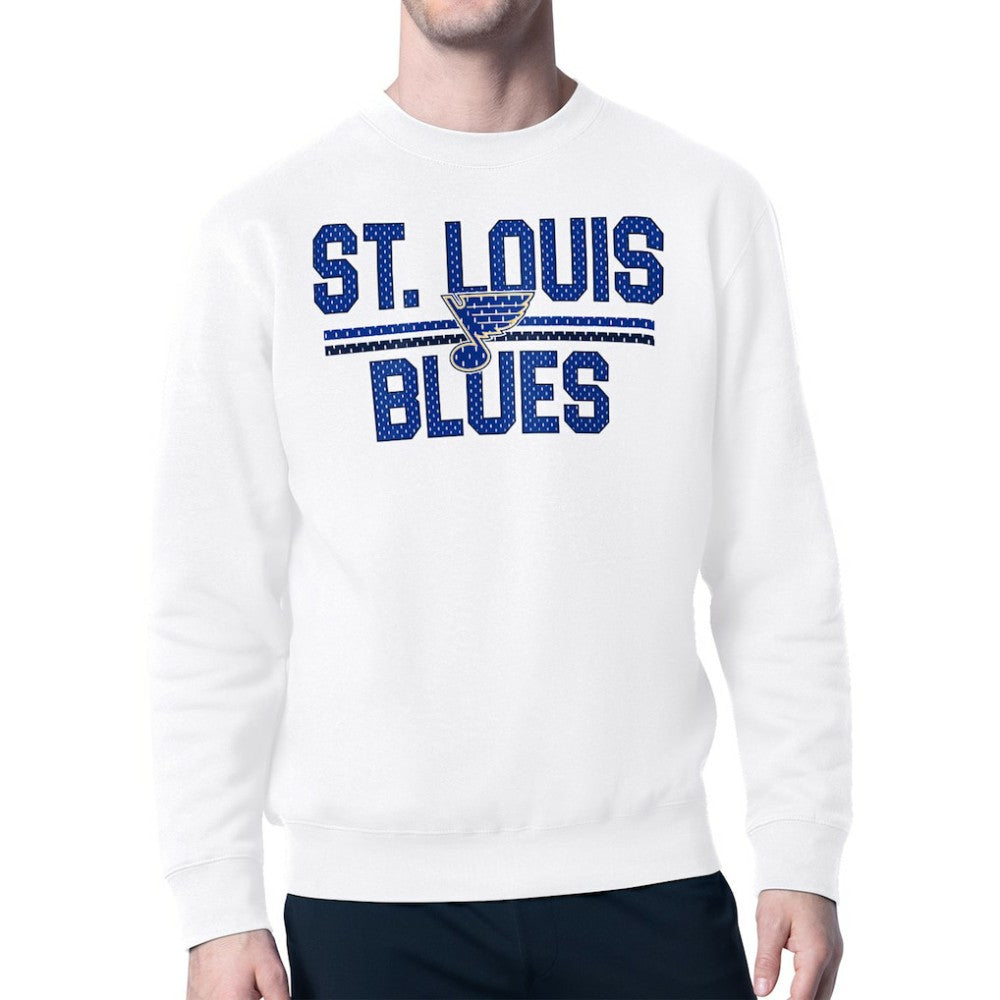 St. Louis Blues - Starter Mesh Look Team Name Logo Pullover Sweatshirt White