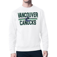 Vancouver Canucks - Starter Mesh Look Team Name Logo Pullover Sweatshirt White