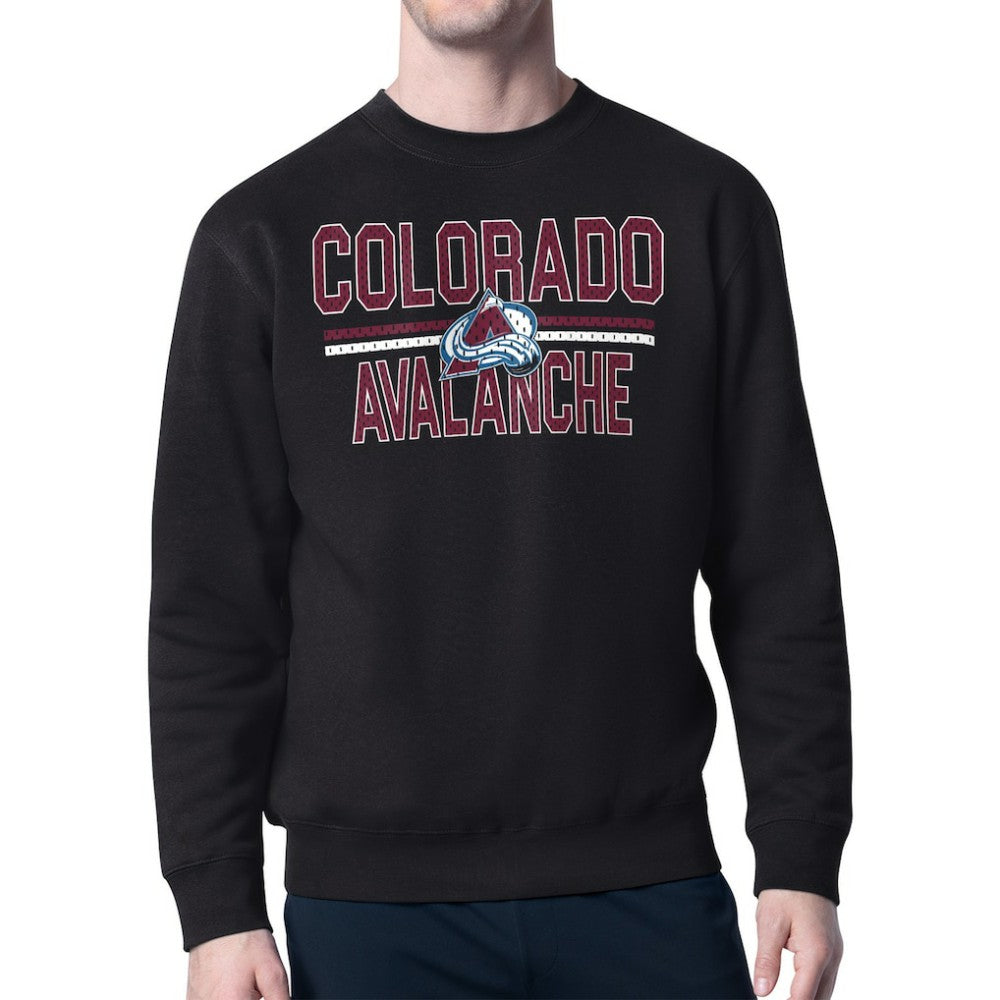 Colorado Avalanche - Starter Mesh Look Team Name Logo Pullover Sweatshirt Black