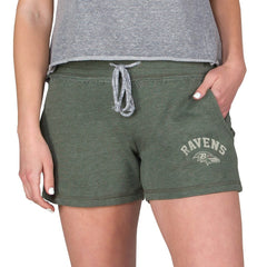 Baltimore Ravens Concepts Sport Women's Mainstream French Terry Tri-Blend Shorts Green - NFL