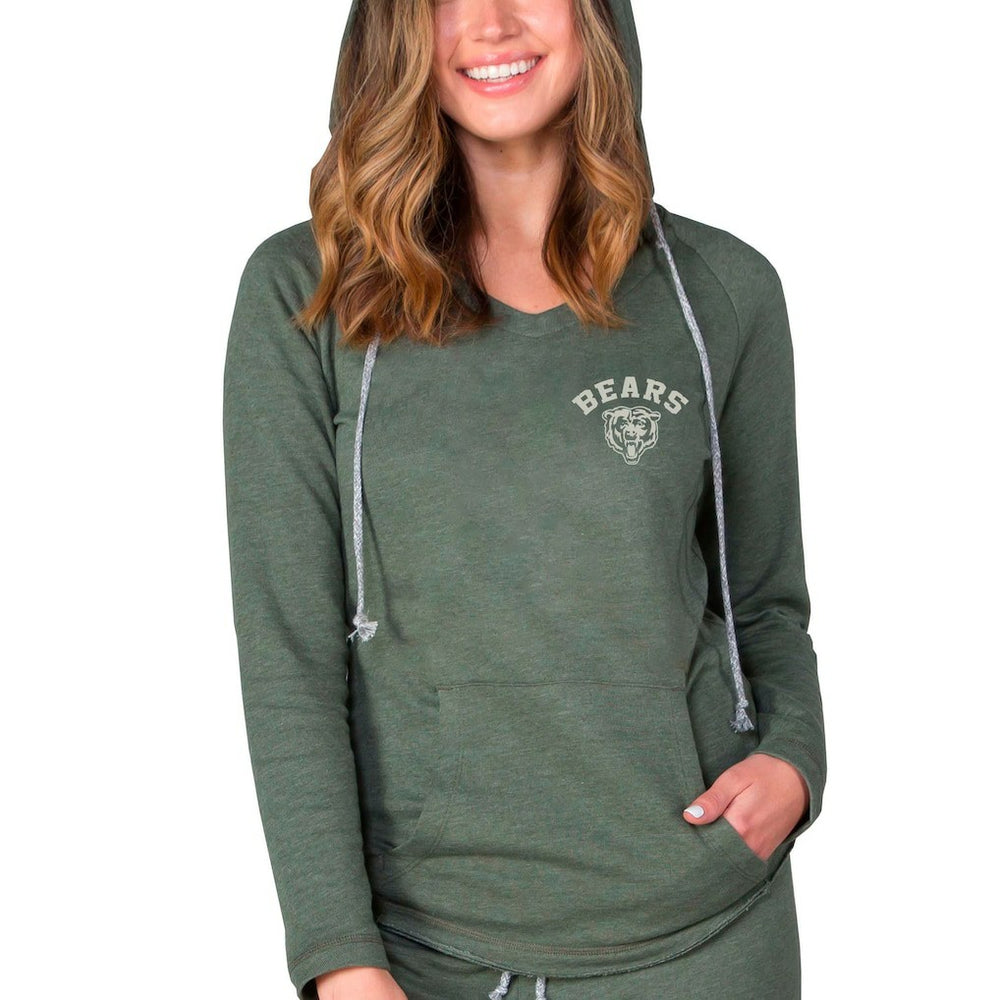 Chicago Bears Concepts Sport Women's Mainstream Terry Tri-Blend V-Neck Pullover Hoodie Green - NFL