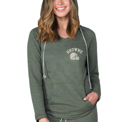 Cleveland Browns Concepts Sport Women's Mainstream Terry Tri-Blend V-Neck Pullover Hoodie Green - NFL