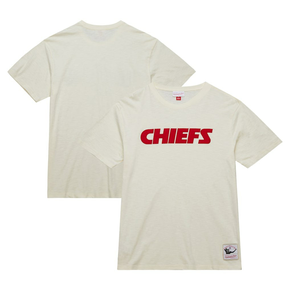Kansas City Chiefs Vintage Logo Heritage Slub T-Shirt Cream - Mitchell & Ness