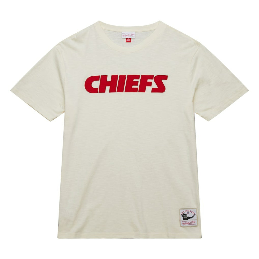 Kansas City Chiefs Vintage Logo Heritage Slub T-Shirt Cream - Mitchell & Ness