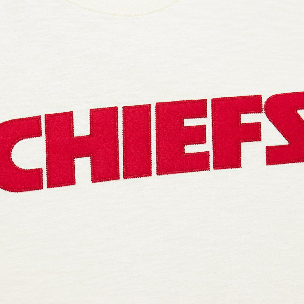 Kansas City Chiefs Vintage Logo Heritage Slub T-Shirt Cream - Mitchell & Ness