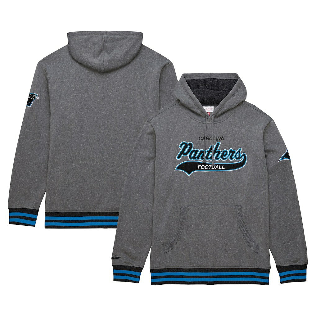 Carolina Panthers Vintage Logo Snow Washed Fleece Pullover Hoodie Heather Gray - Mitchell & Ness