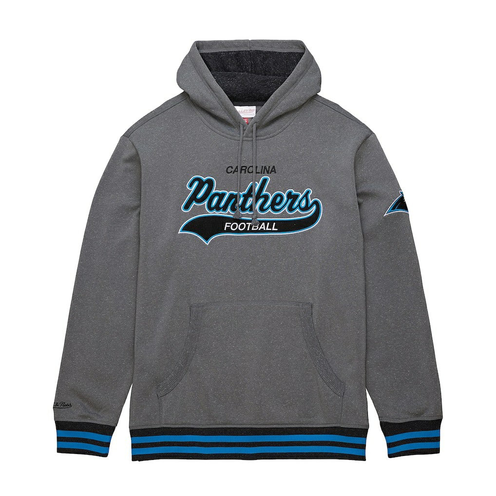 Carolina Panthers Vintage Logo Snow Washed Fleece Pullover Hoodie Heather Gray - Mitchell & Ness