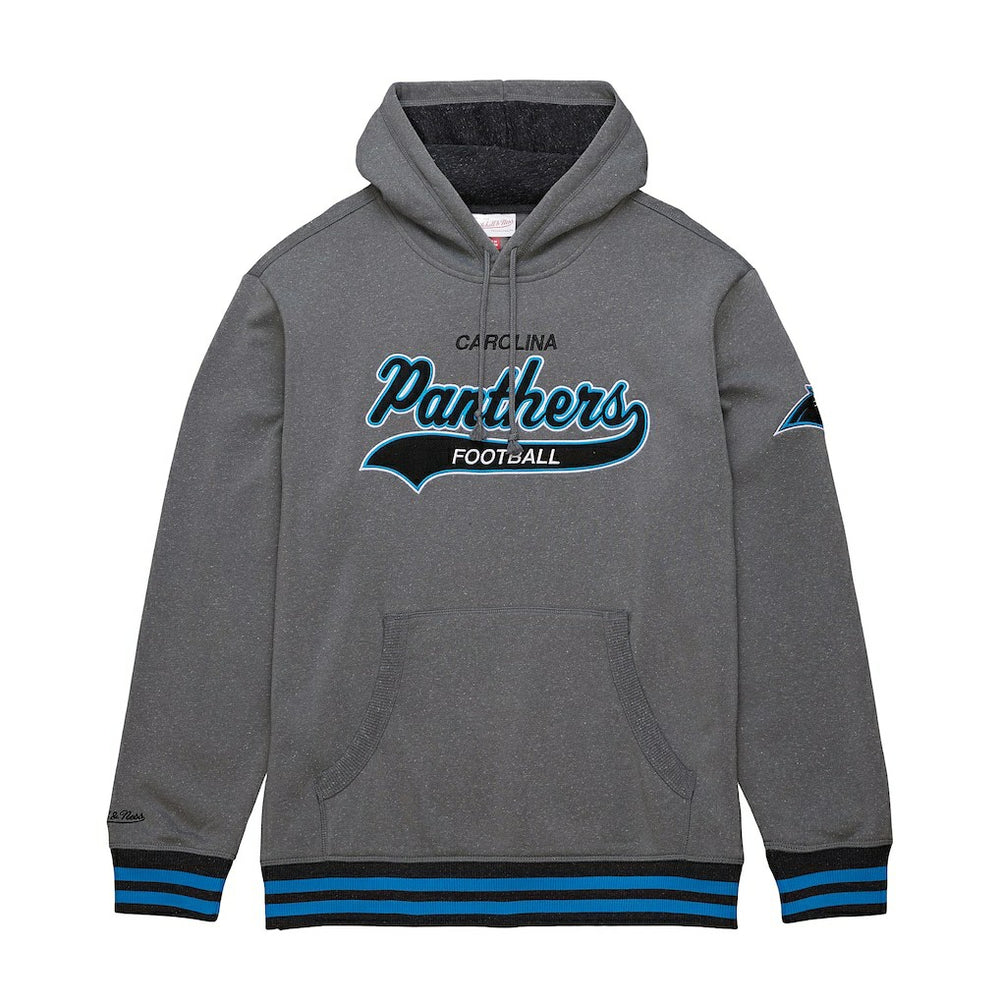 Carolina Panthers Vintage Logo Snow Washed Fleece Pullover Hoodie Heather Gray - Mitchell & Ness