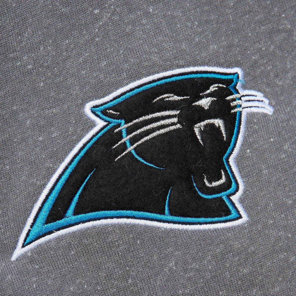 Carolina Panthers Vintage Logo Snow Washed Fleece Pullover Hoodie Heather Gray - Mitchell & Ness