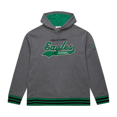 Philadelphia Eagles Vintage Logo Snow Washed Fleece Pullover Hoodie Heather Gray - Mitchell & Ness