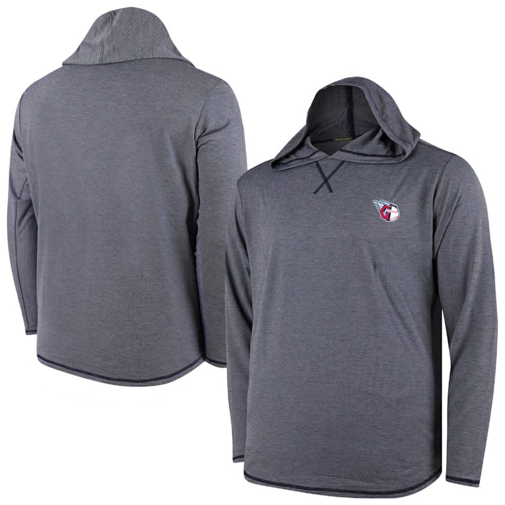 Cleveland Guardians Butter Stripe Tri-Blend Long Sleeve Hoodie T-Shirt - Navy Near Me