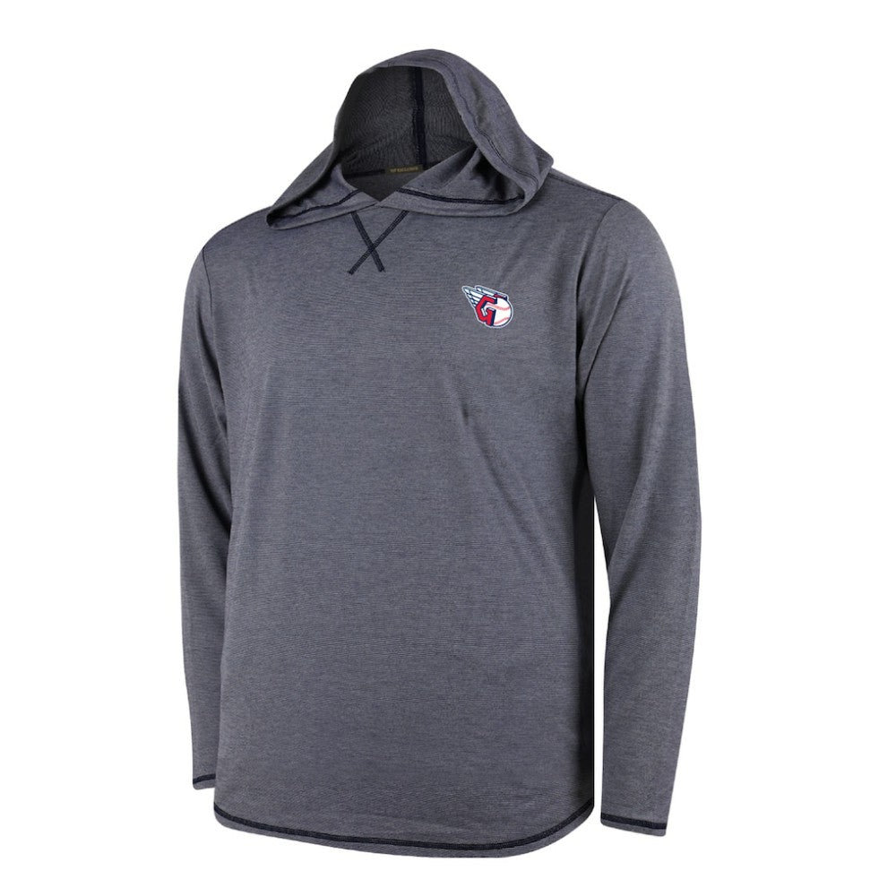 Cleveland Guardians Butter Stripe Tri-Blend Long Sleeve Hoodie T-Shirt - Navy Near Me