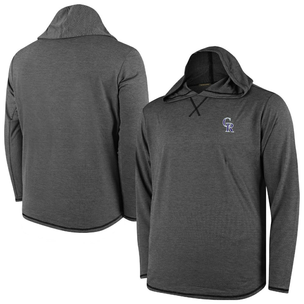Colorado Rockies Butter Stripe Tri-Blend Long Sleeve Hoodie T-Shirt - Black Clearance