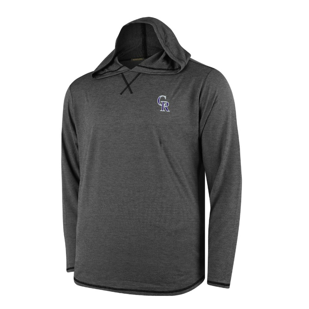Colorado Rockies Butter Stripe Tri-Blend Long Sleeve Hoodie T-Shirt - Black Clearance
