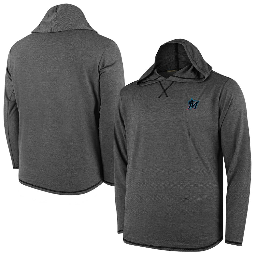 Miami Marlins Butter Stripe Tri-Blend Long Sleeve Hoodie T-Shirt - Black discount