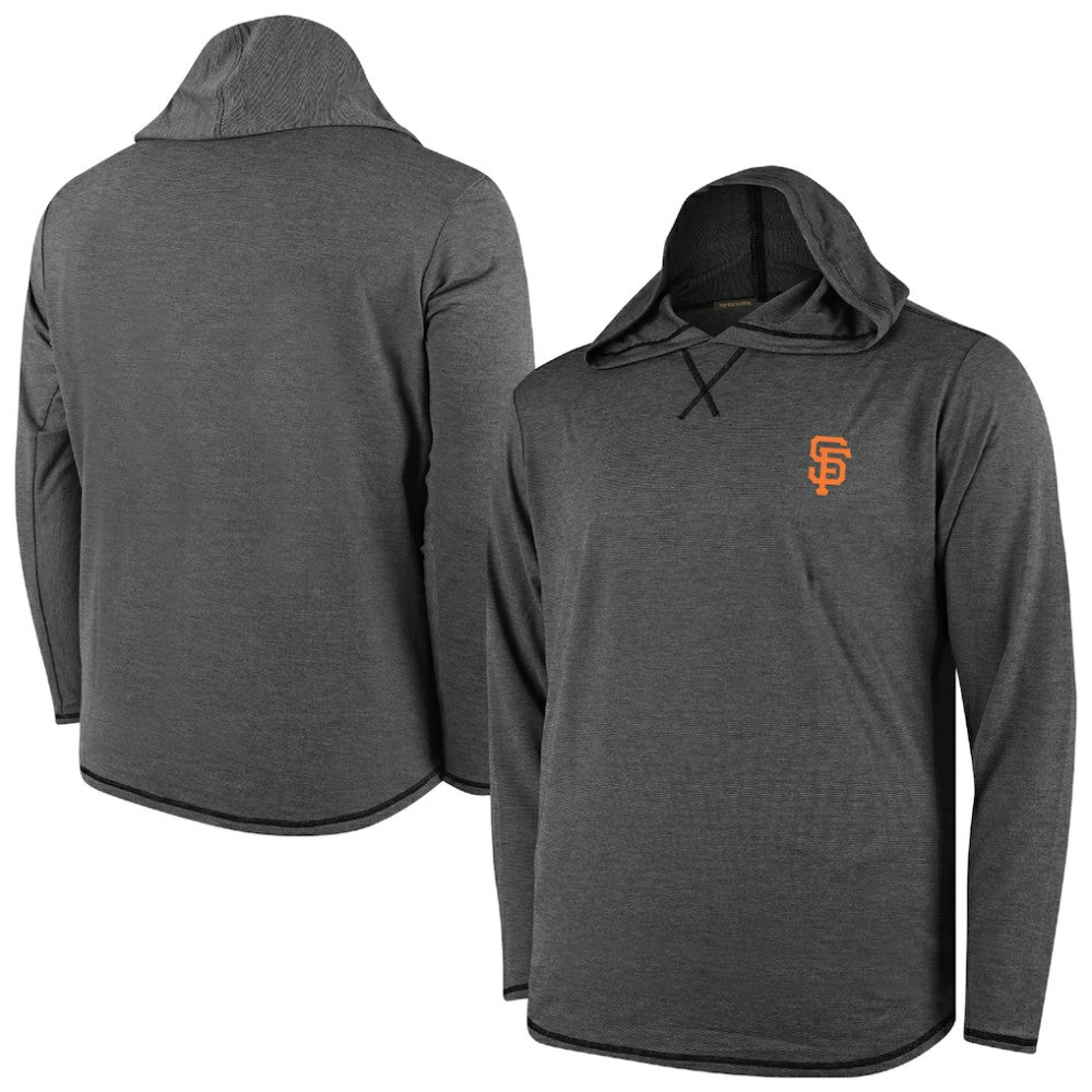 San Francisco Giants Butter Stripe Tri-Blend Long Sleeve Hoodie T-Shirt - Black Lifestyle