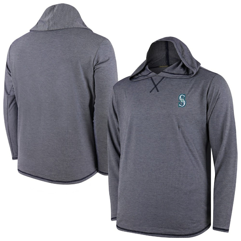Seattle Mariners Butter Stripe Tri-Blend Long Sleeve Hoodie T-Shirt - Navy Lifestyle