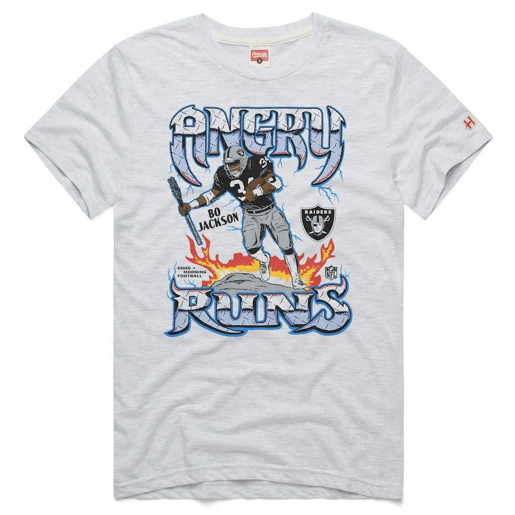 Bo Jackson Las Vegas Raiders Homage Unisex Retro Angry Runs Tri-Blend T-Shirt Ash - NFL
