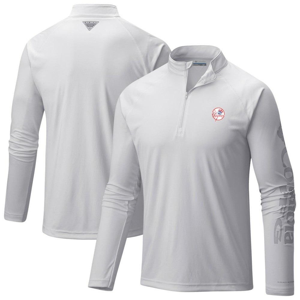 New York Yankees Columbia Terminal Tackle Raglan Omni-Shade Quarter-Zip Pullover Top Online