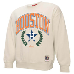 Houston Astros Mitchell & Ness Women's Cooperstown Collection Laurel Crew Pullover Sweatshirt Sale