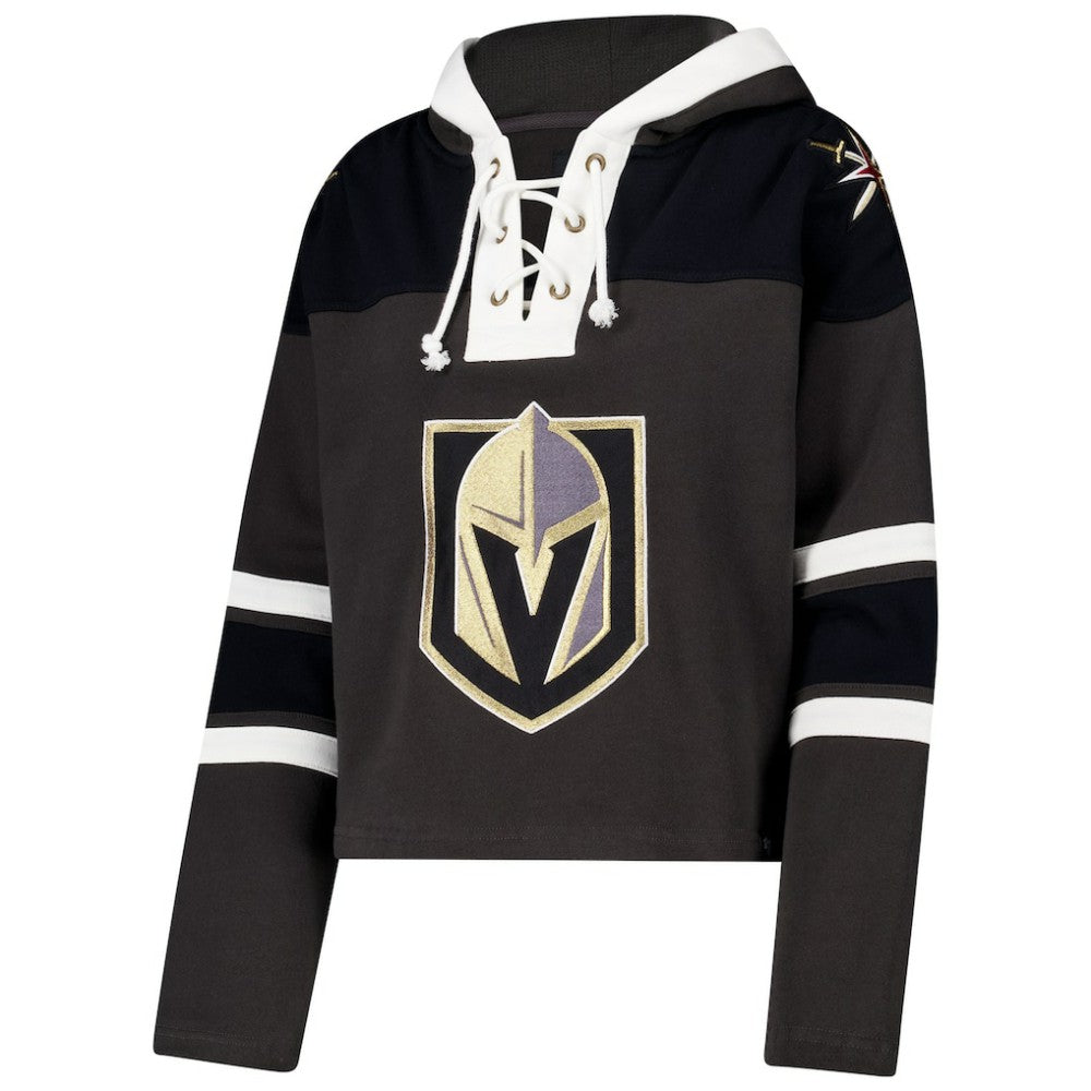 Vegas Golden Knights '47 Women's Cropped Superior Lacer Pullover Hoodie Charcoal