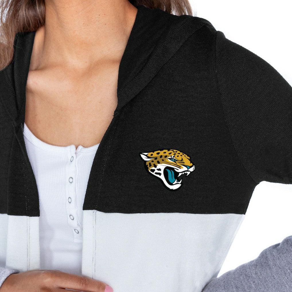 Jacksonville Jaguars Gameday Couture Women's Tri-Blend Color Block Lightweight Cardigan Hoodie Black - NFL
