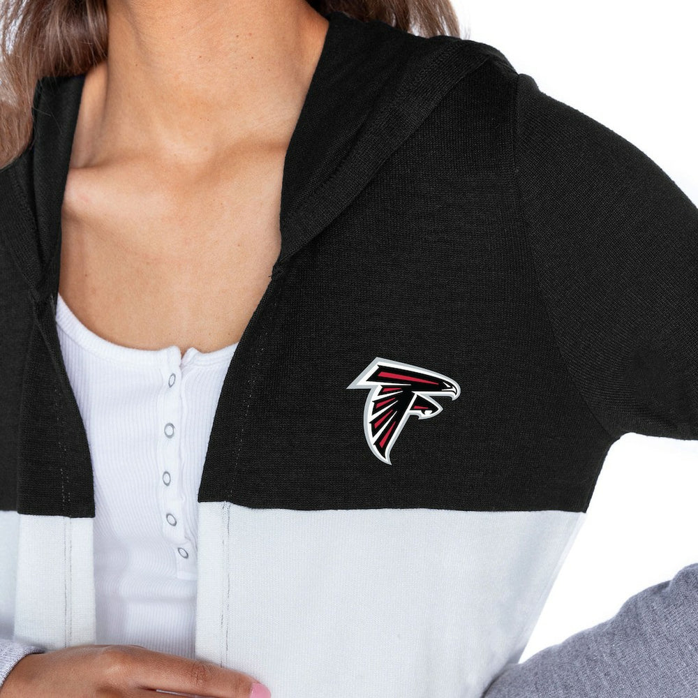 Atlanta Falcons Gameday Couture Women's Tri-Blend Color Block Lightweight Cardigan Hoodie Black - NFL