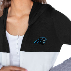 Carolina Panthers Gameday Couture Women's Tri-Blend Color Block Lightweight Cardigan Hoodie Black - NFL